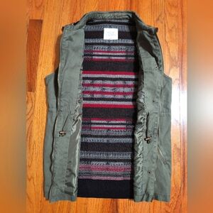 Thread & Supply tribal knit/olive green vest, women's small